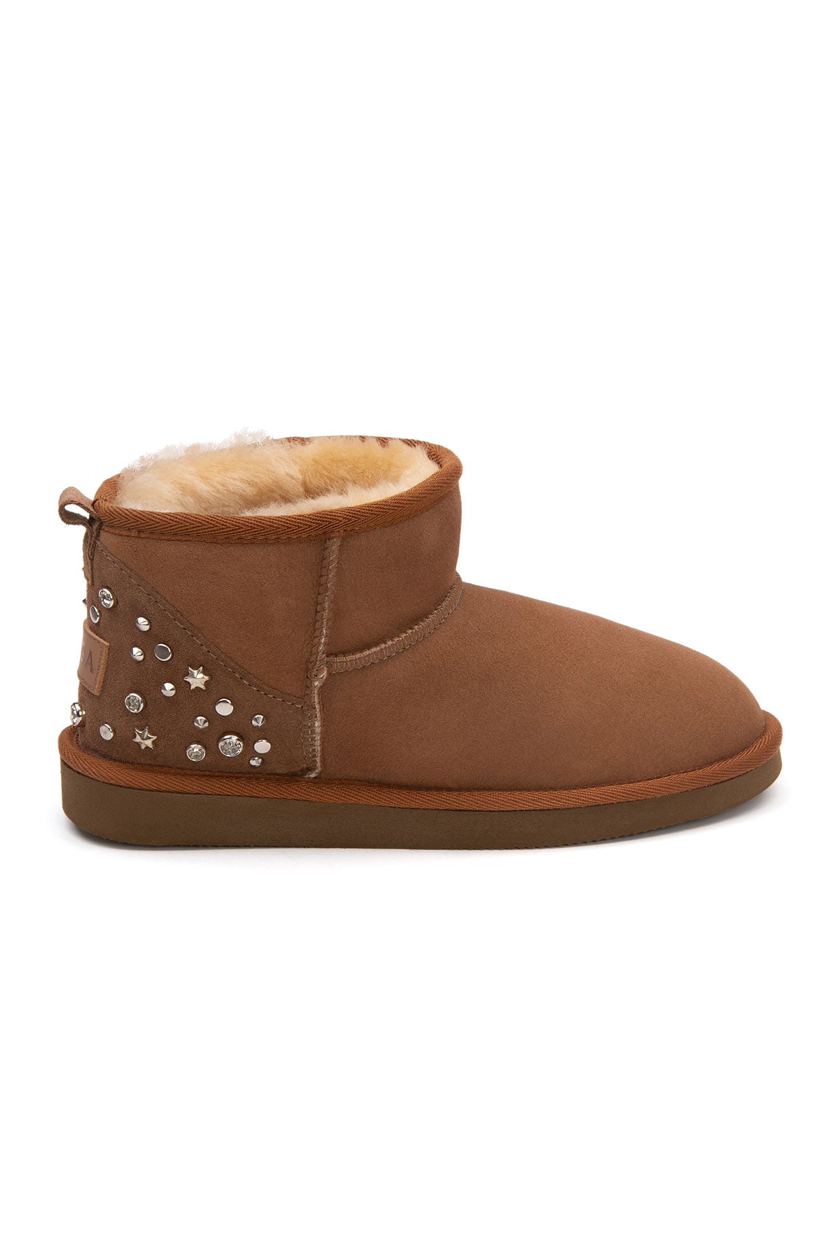 Pegia Masca Genuine Suede Jewel Detailed Women's Mini Boots - Pegia