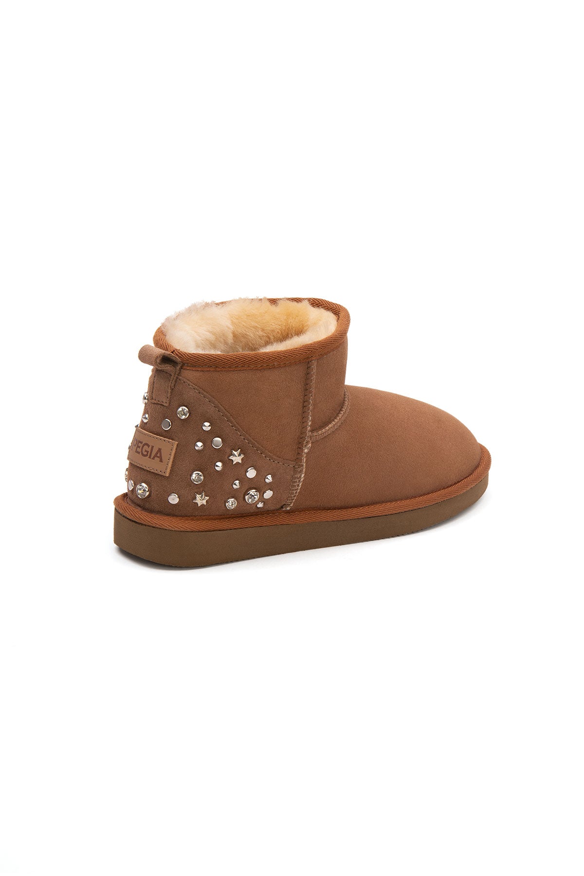 Pegia Masca Genuine Suede Jewel Detailed Women's Mini Boots - Pegia