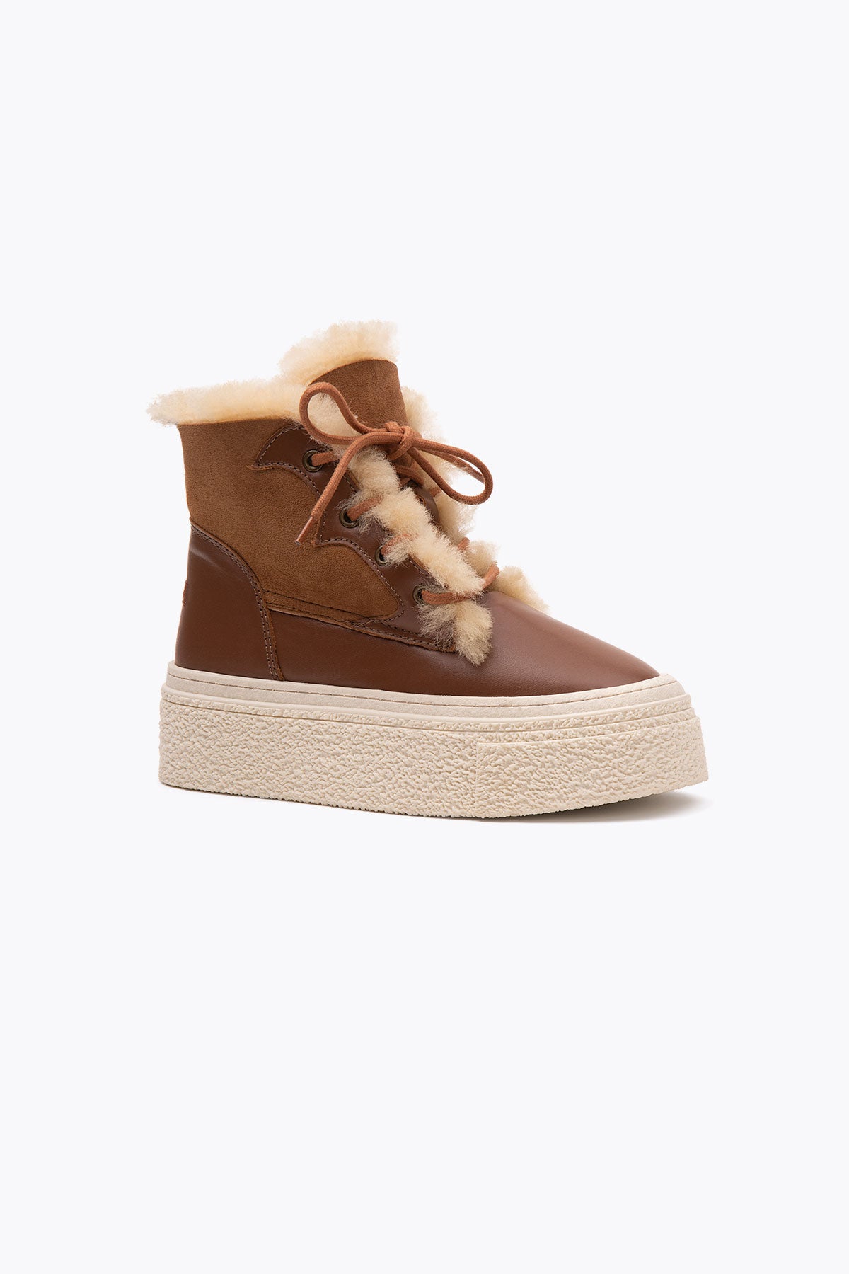 Pegia Nora Shearling Plataforma Botas Mujer