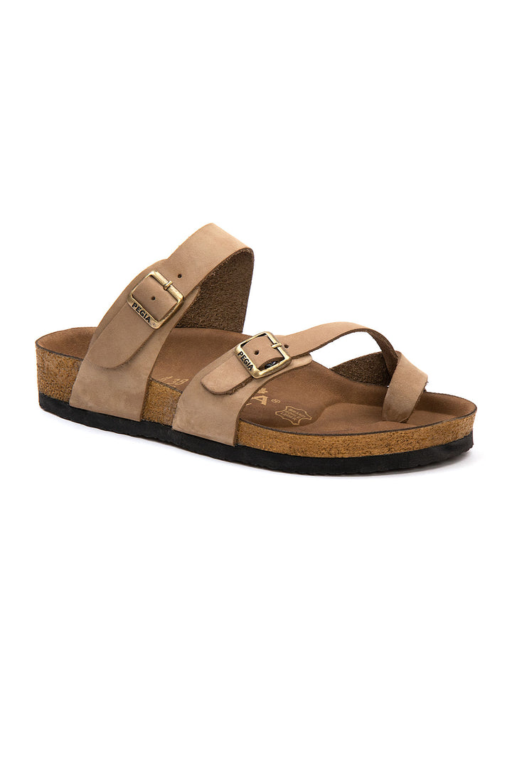 Pegia Sarnes Genuine Suede Women's Toe Loop Slides - Pegia