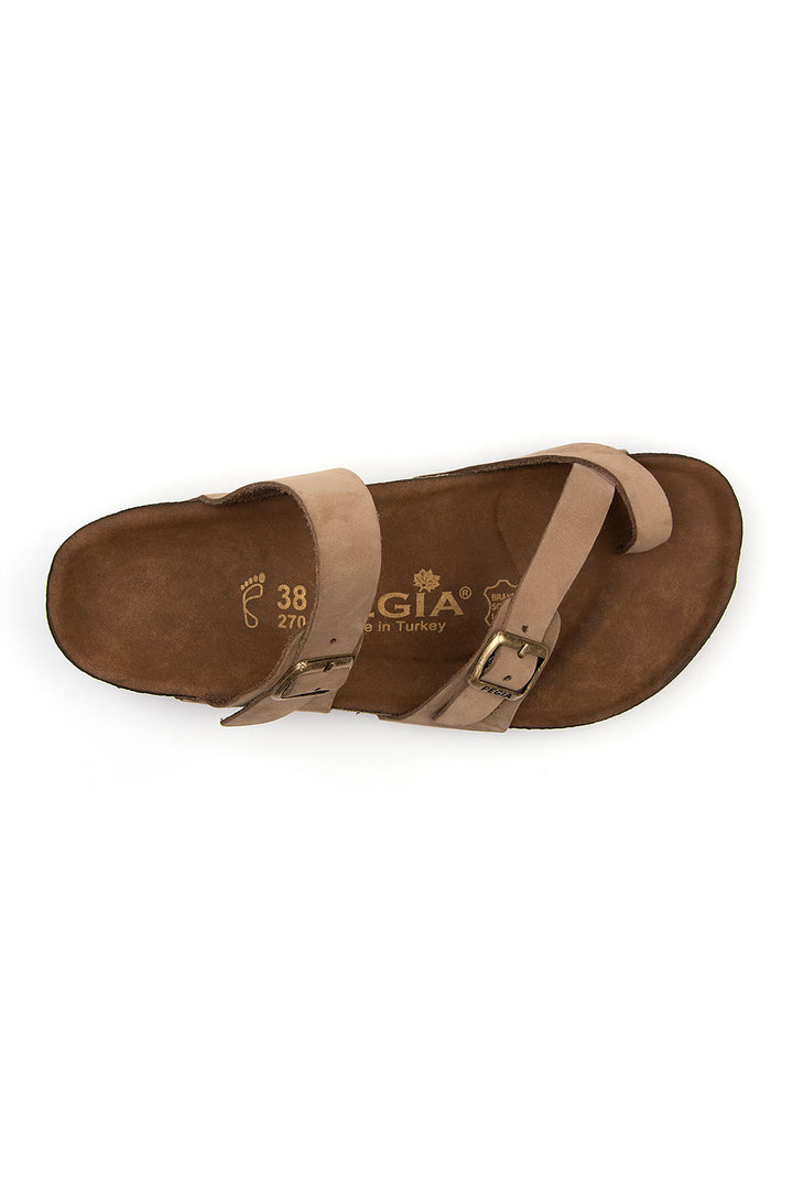 Pegia Sarnes Genuine Suede Women's Toe Loop Slides - Pegia