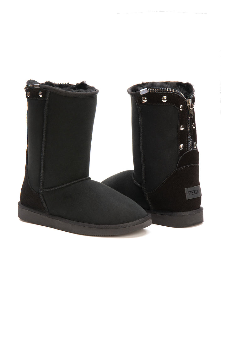 Pegia Vian Genuine Suede Back Zip Women's Boots - Pegia