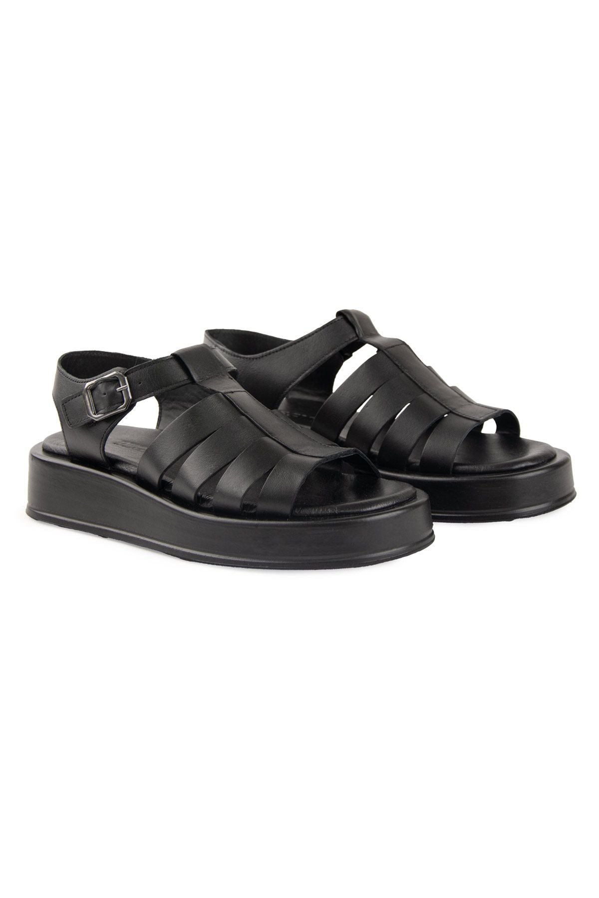 Pegia Strappy Women’s Leather Sandals DG6096  - Black