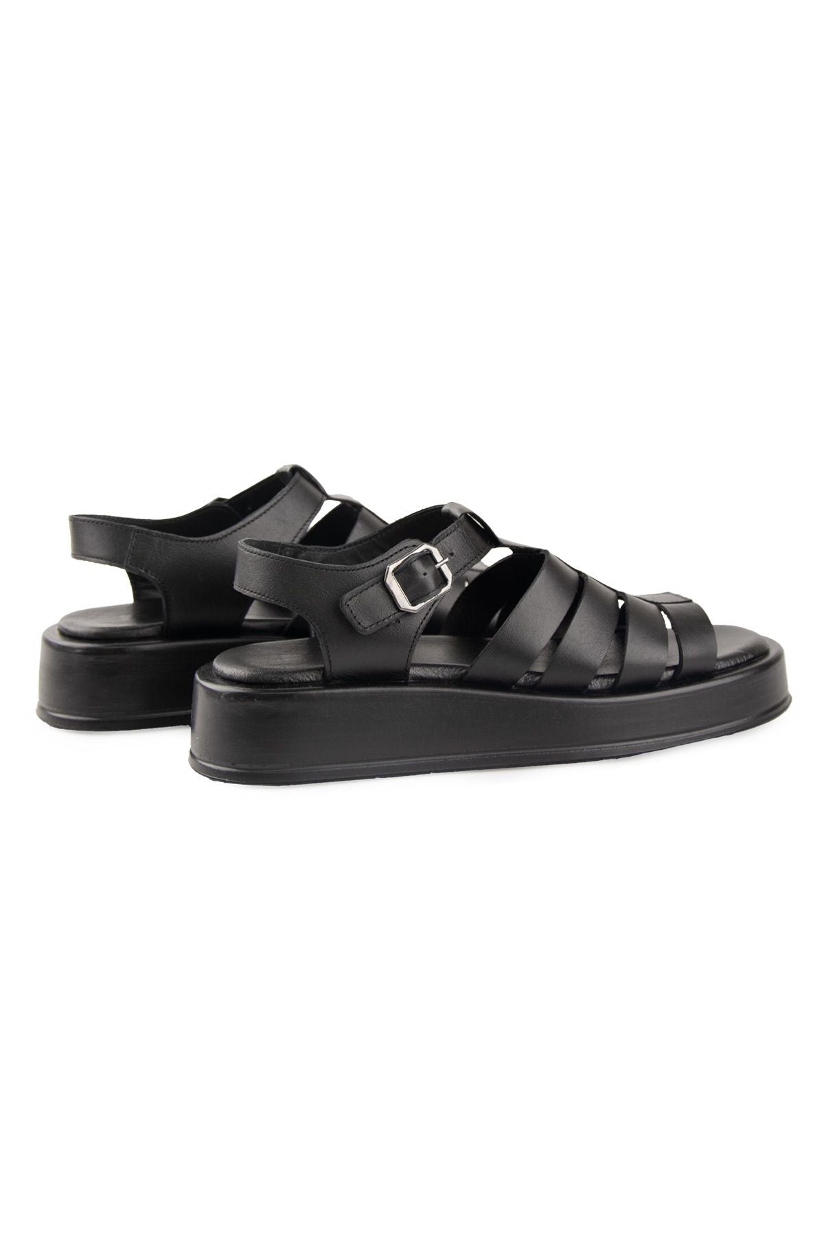 Pegia Strappy Women’s Leather Sandals DG6096  - Black