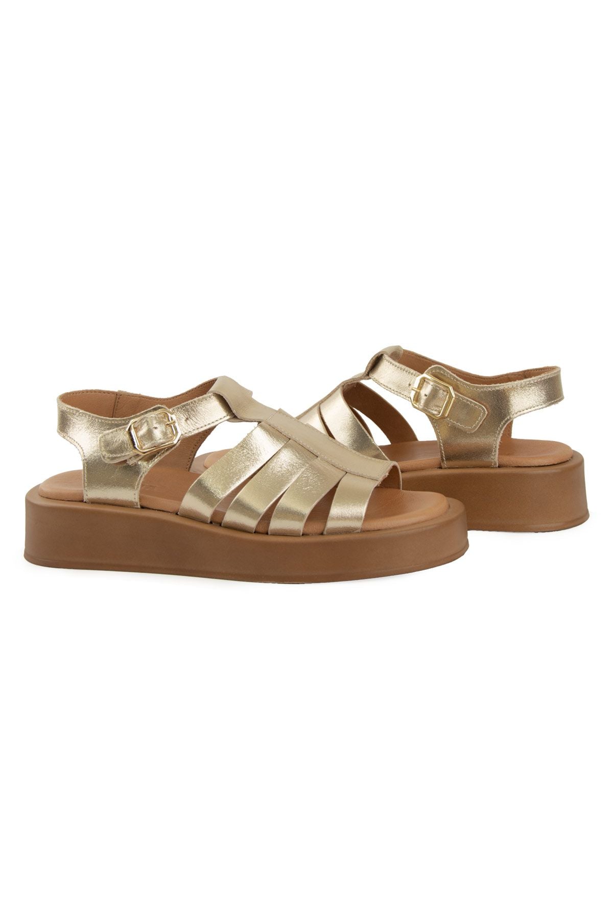Pegia Strappy Women’s Leather Sandals DG6096  - Gold