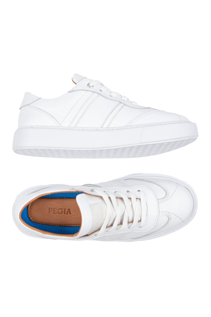 Pegia Bold Genuine Leather Sneaker 500990  - White