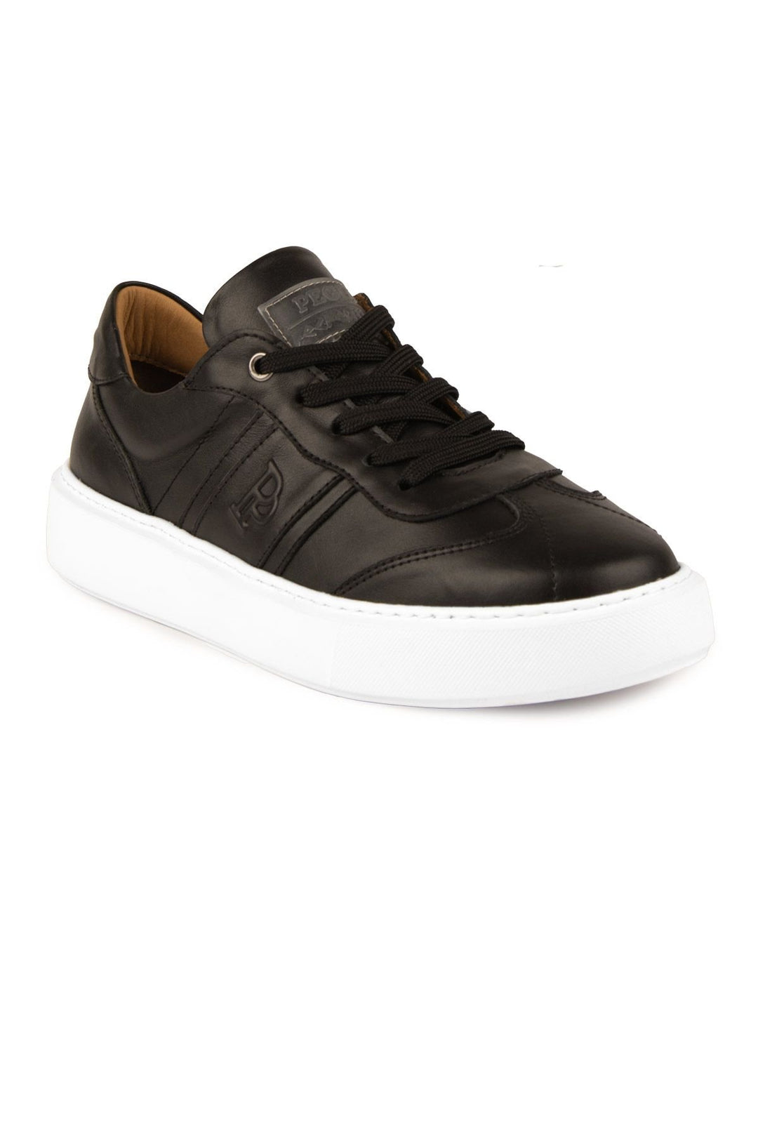 Pegia Bold Genuine Leather Sneaker 500990  - Black