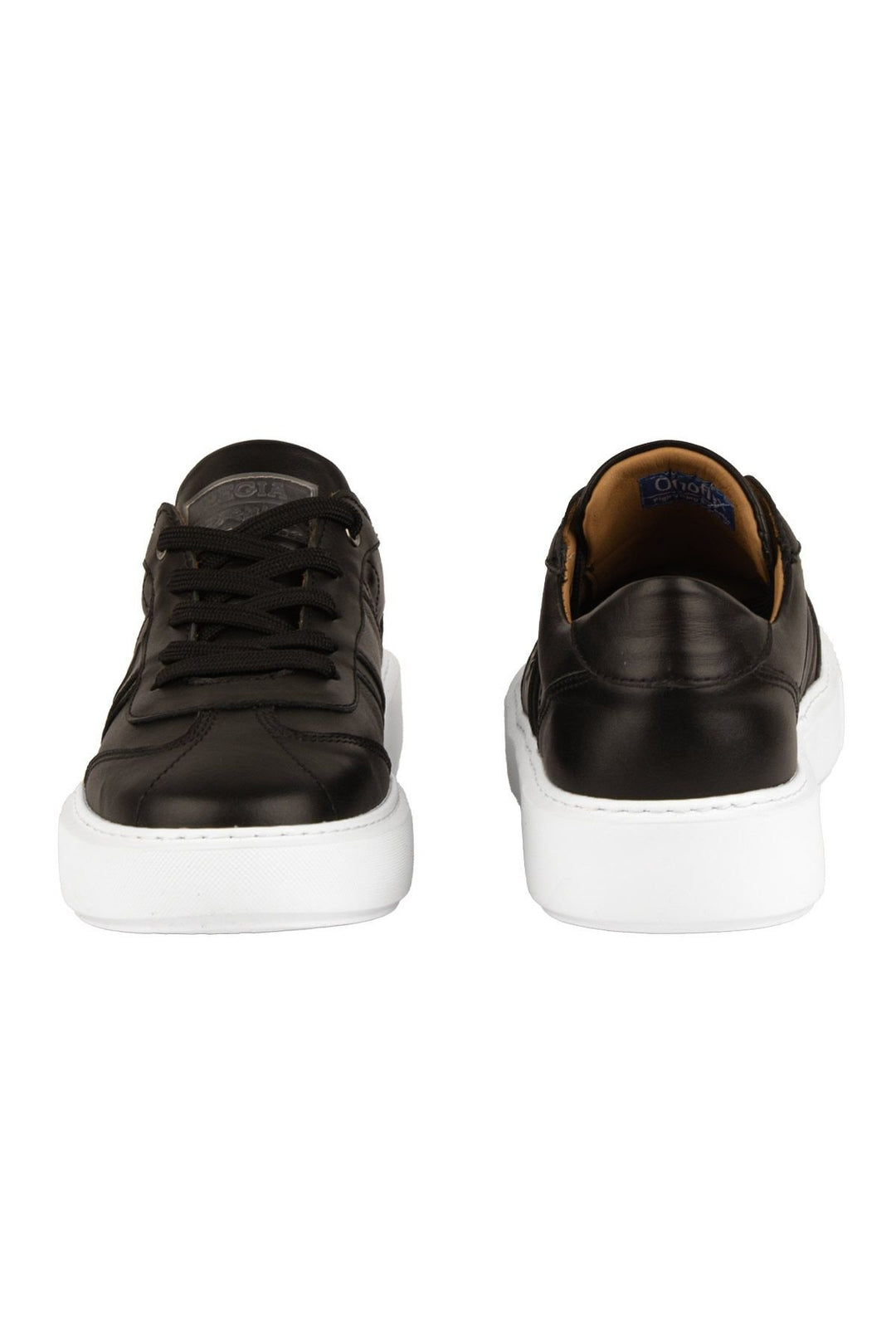 Pegia Bold Genuine Leather Sneaker 500990  - Black