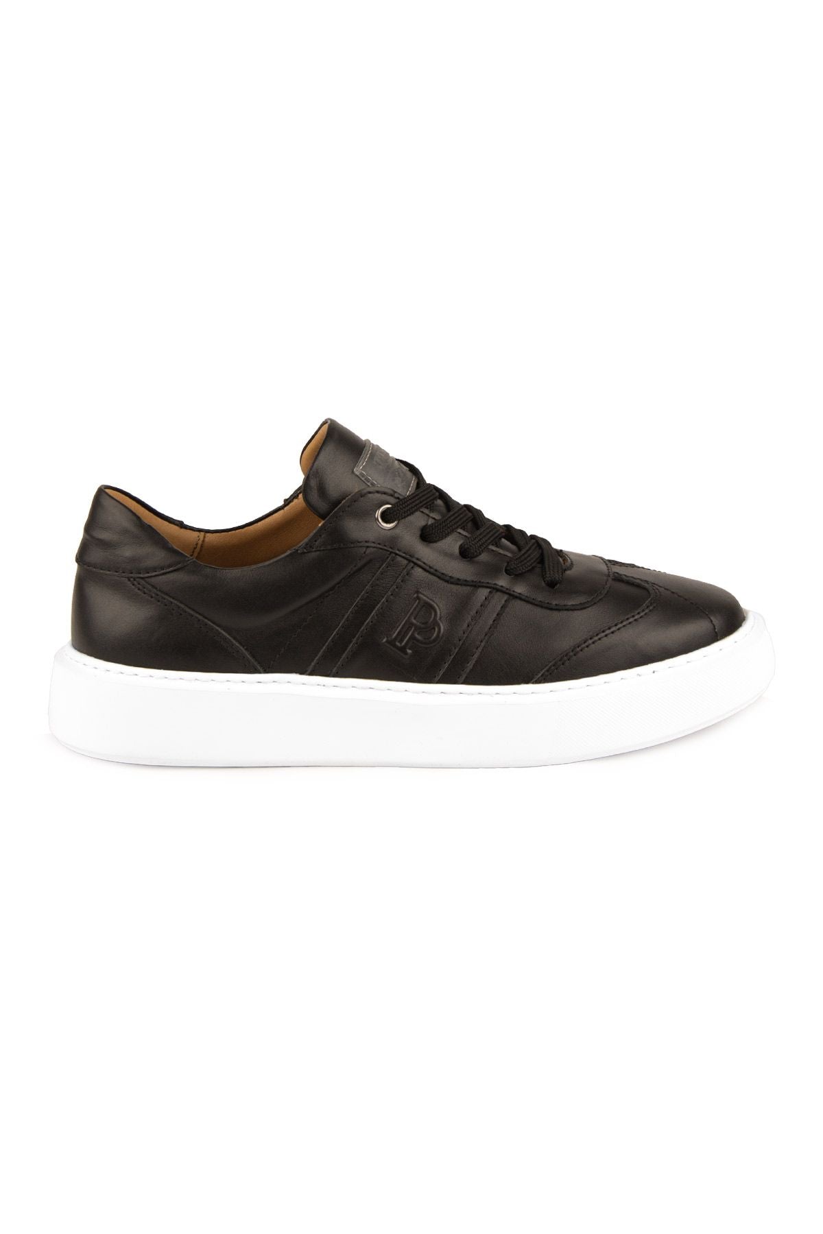 Pegia Bold Genuine Leather Sneaker 500990  - Black