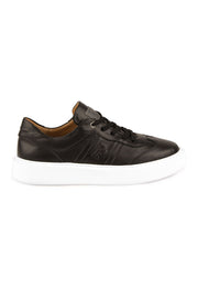 Pegia Bold Genuine Leather Sneaker 500990  - Black