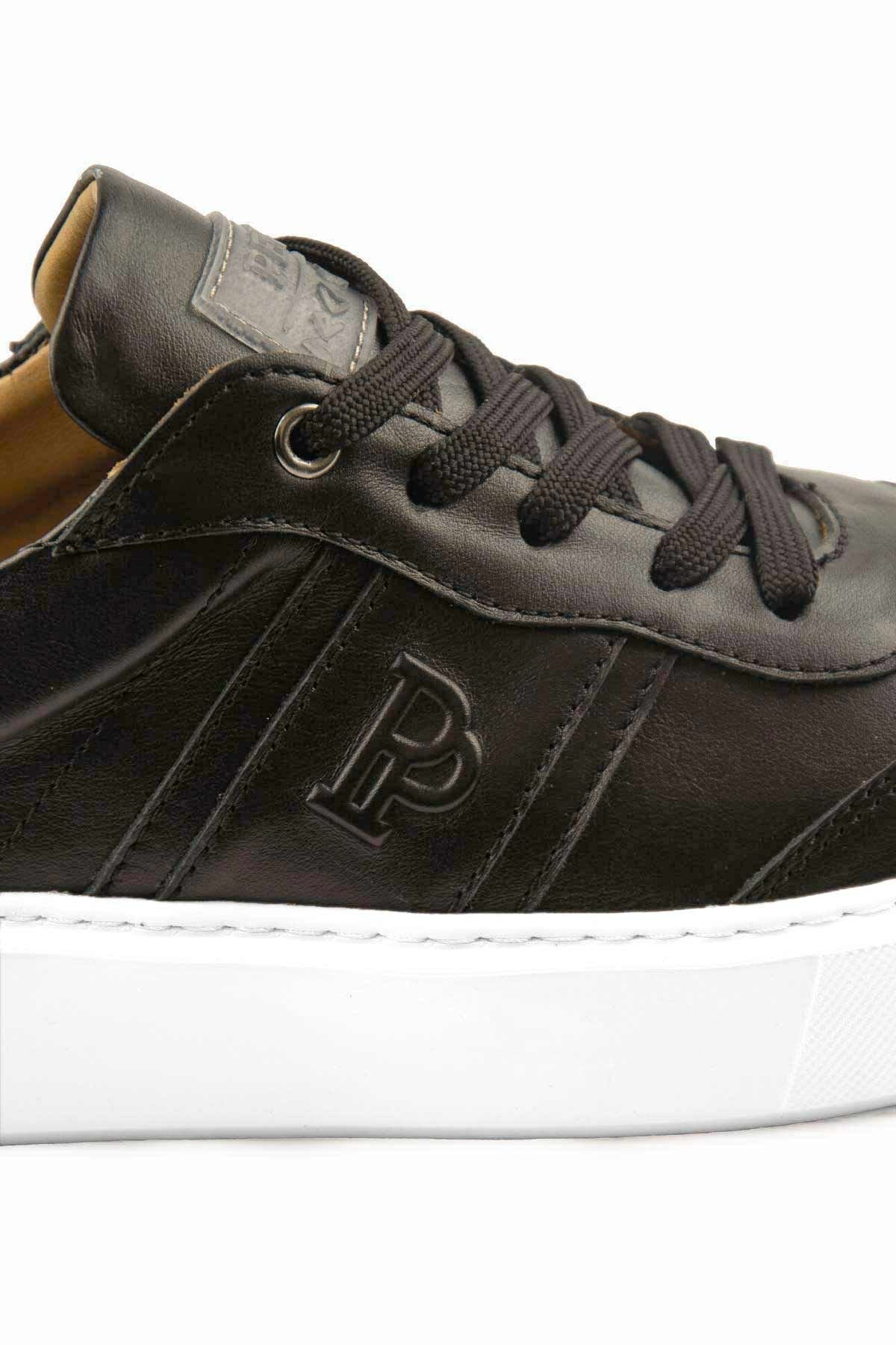 Pegia Bold Genuine Leather Sneaker 500990  - Black