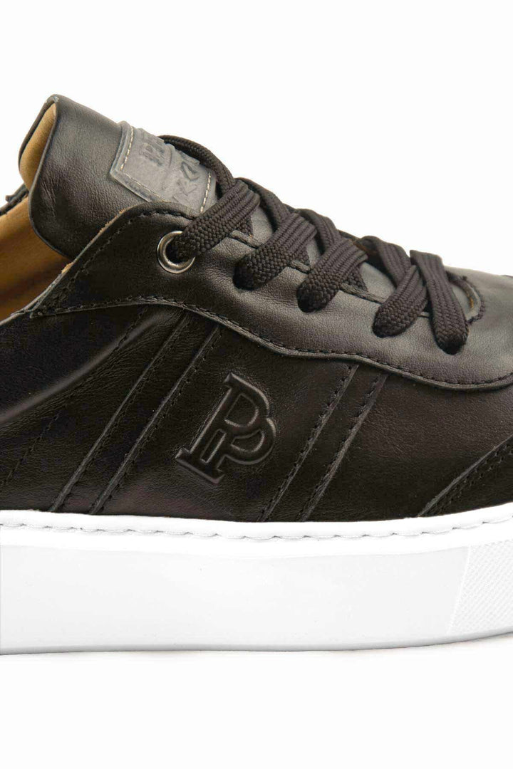 Pegia Bold Genuine Leather Sneaker 500990  - Black