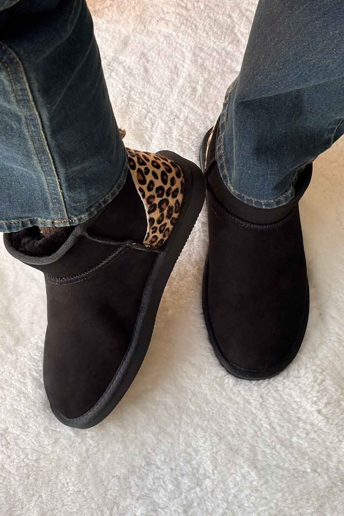 Pegia Cavallino Sheepskin Mini Boots 191135  - Black