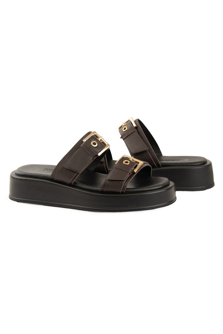 Pegia Leather Double Buckle Women&