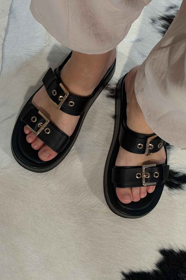 Pegia Leather Double Buckle Women&