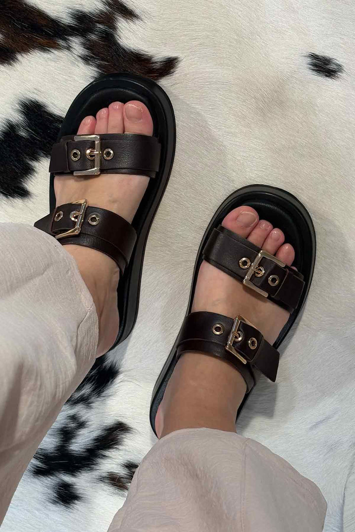 Pegia Leather Double Buckle Women&