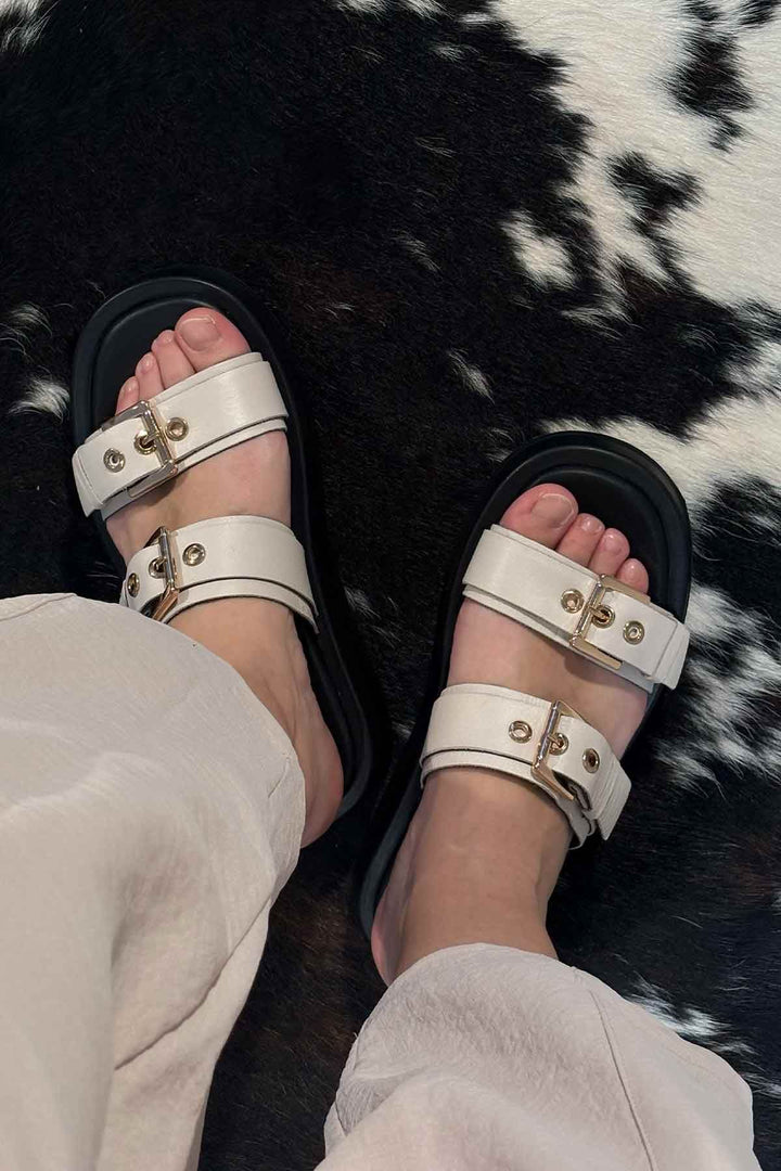Pegia Leather Double Buckle Women&