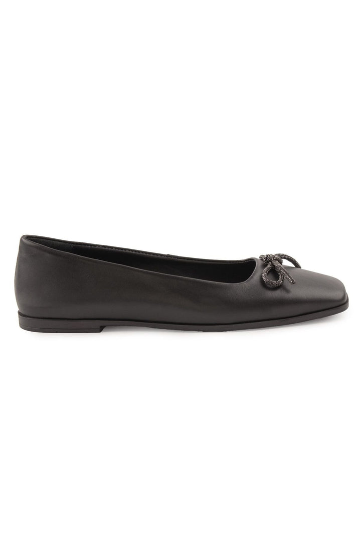 Pegia Leather Bow Women's Ballerina DG6031  - Black