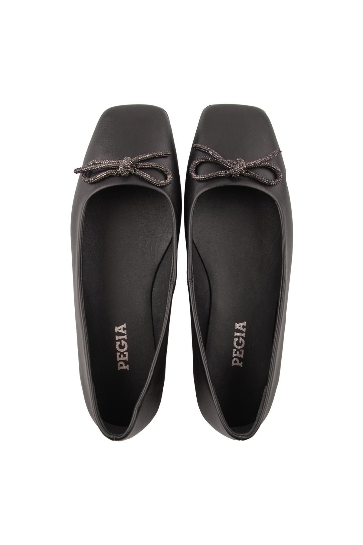 Pegia Leather Bow Women's Ballerina DG6031  - Black