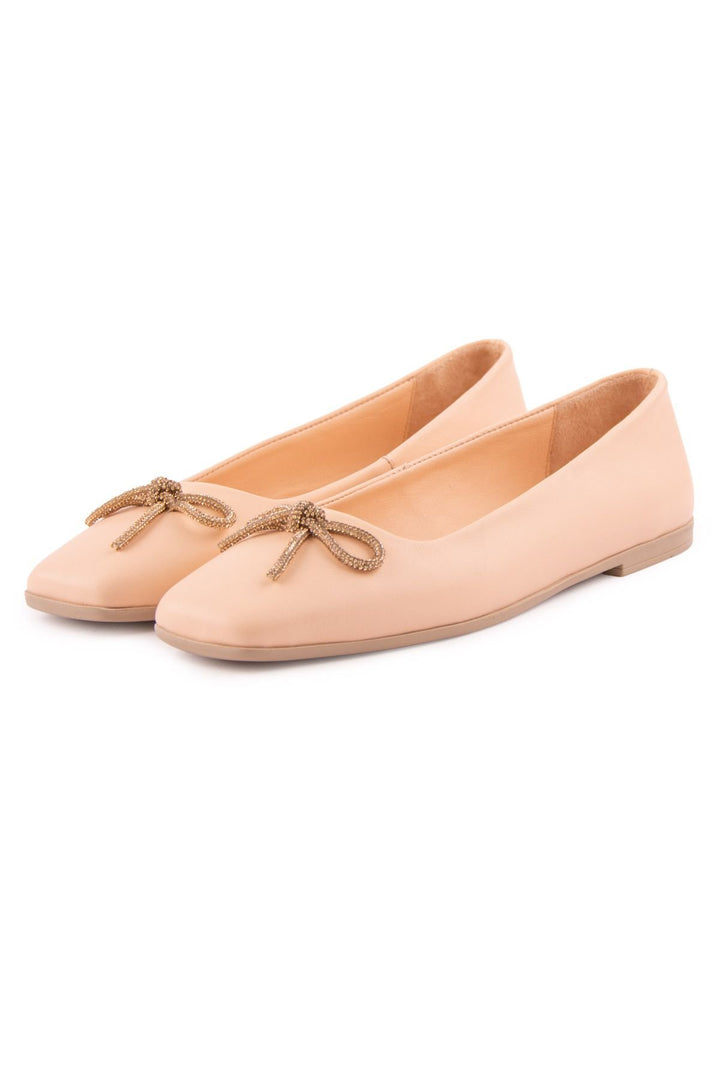 Pegia Leather Bow Women's Ballerina DG6031  - Peach