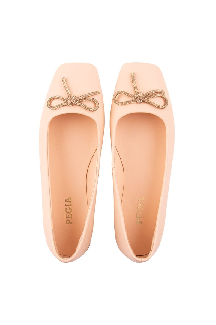 Pegia Leather Bow Women's Ballerina DG6031  - Peach