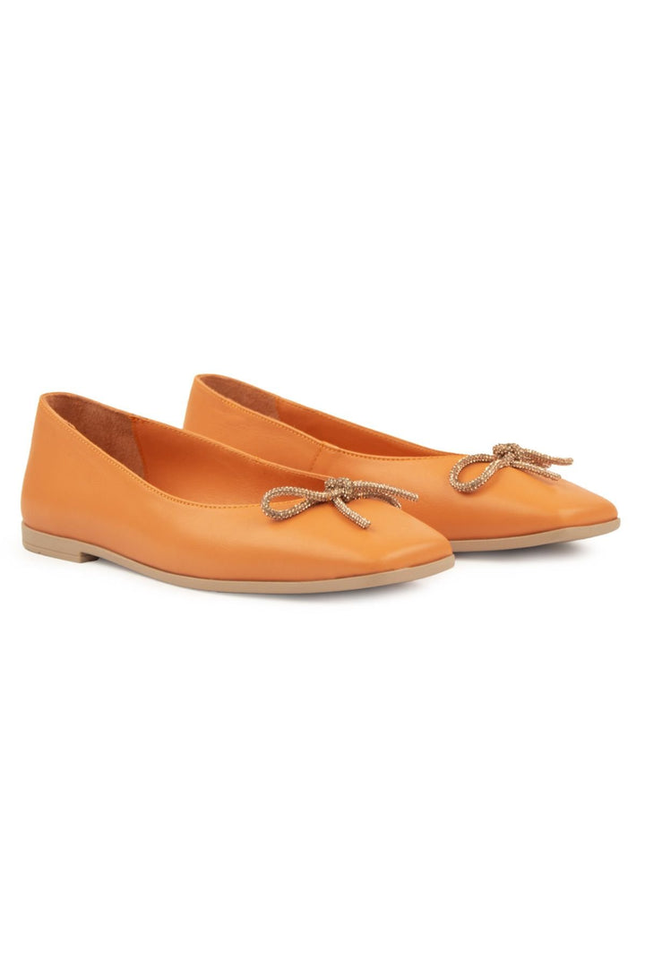 Pegia Leather Bow Women's Ballerina DG6031  - Orange