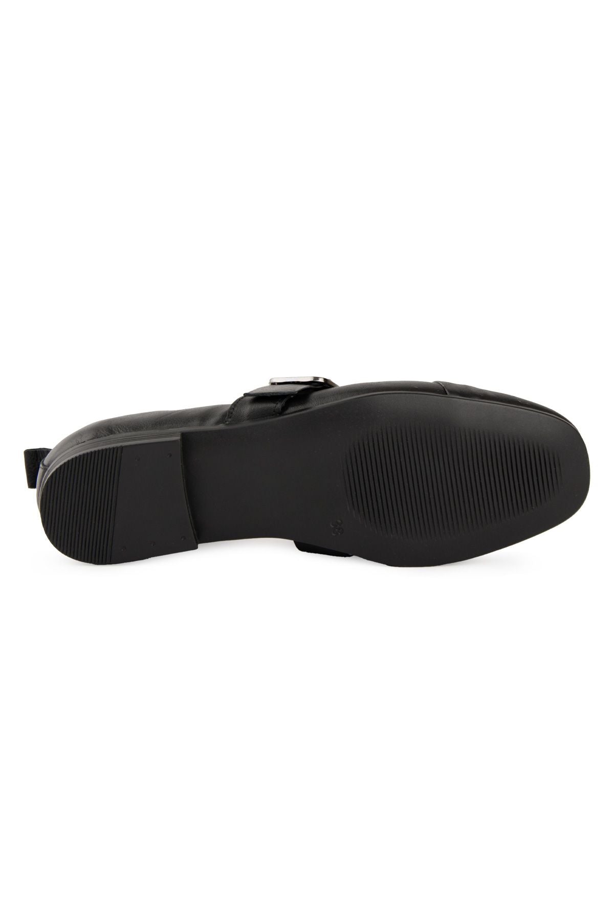 Pegia Leather Buckle Women's Ballet Flats DG6104  - Black