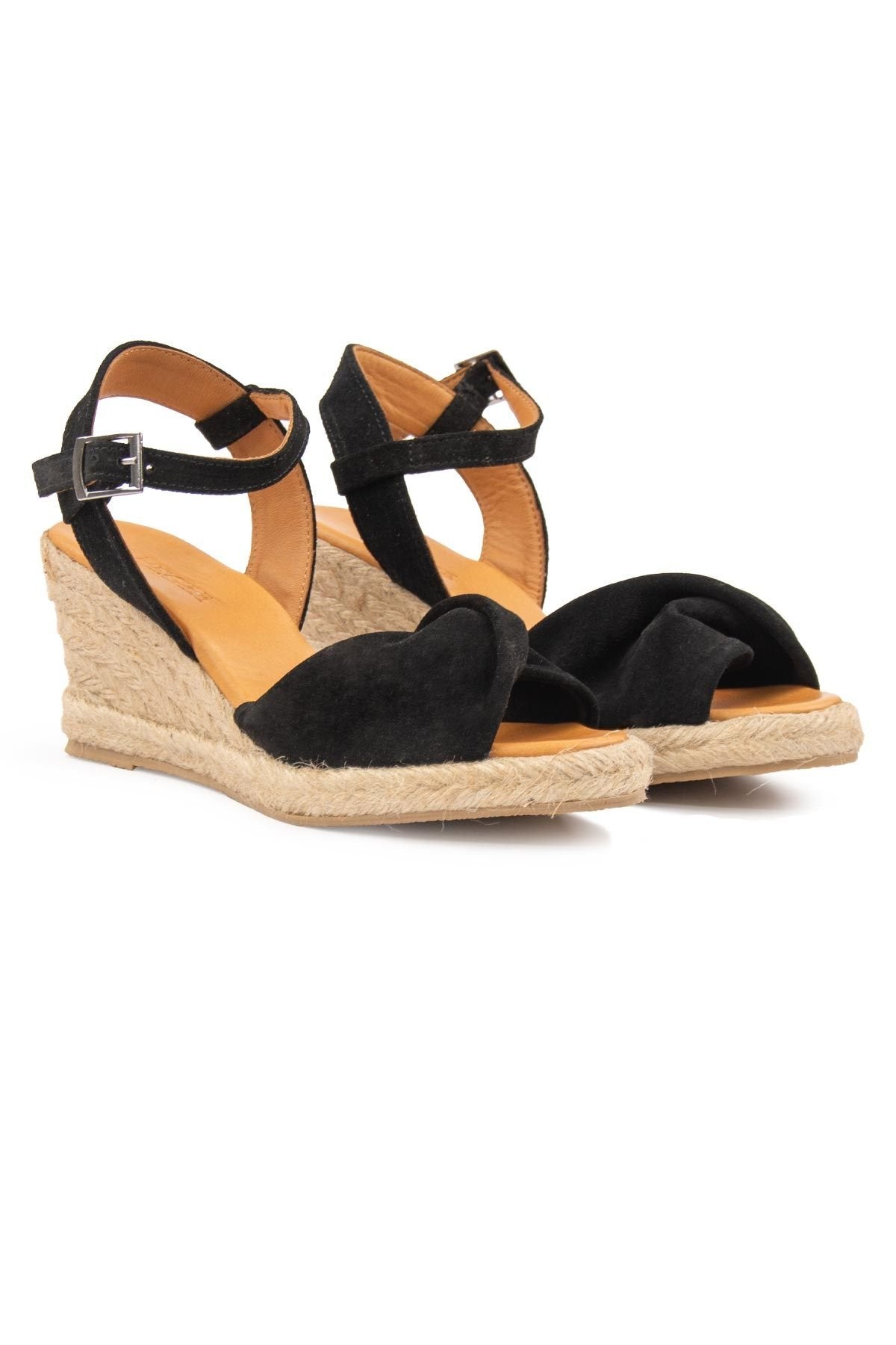 Pegia Wedge Heel Espadrille Sandals DG6039  - Black