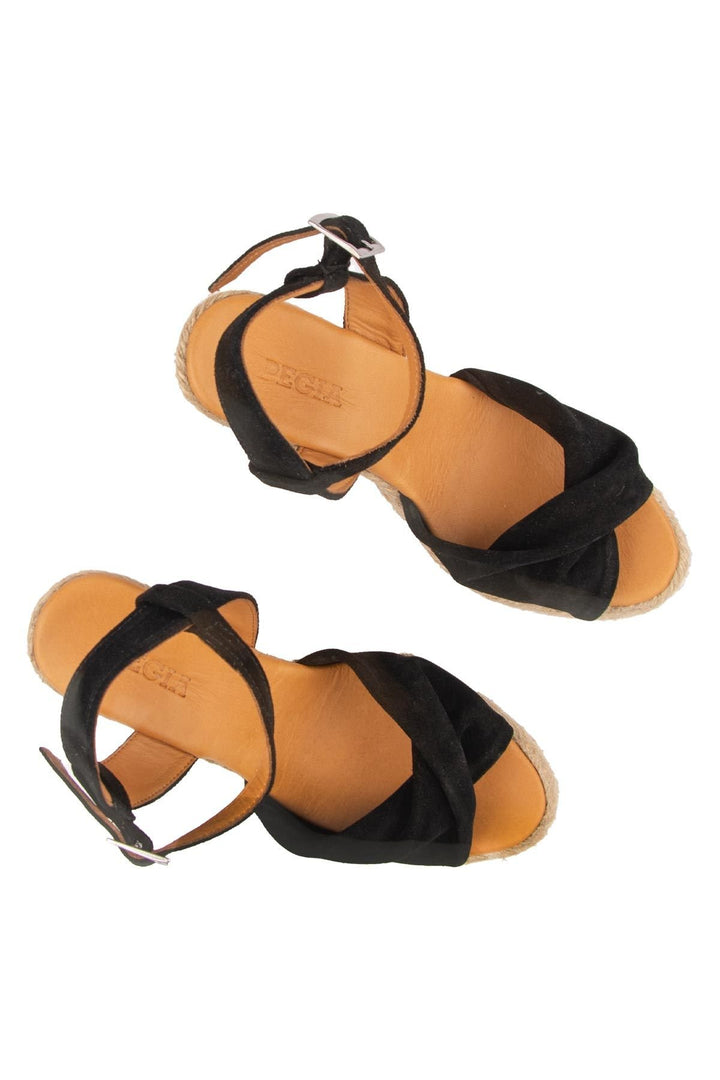 Pegia Wedge Heel Espadrille Sandals DG6039  - Black