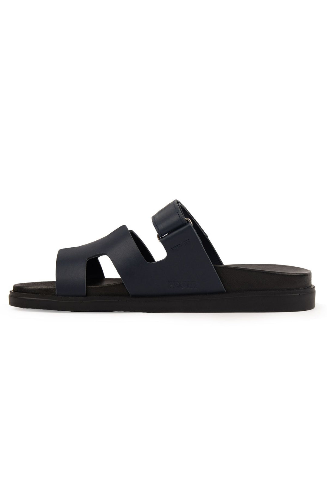 Pegia Men's Leather Strap Slippers 215027  - Navy