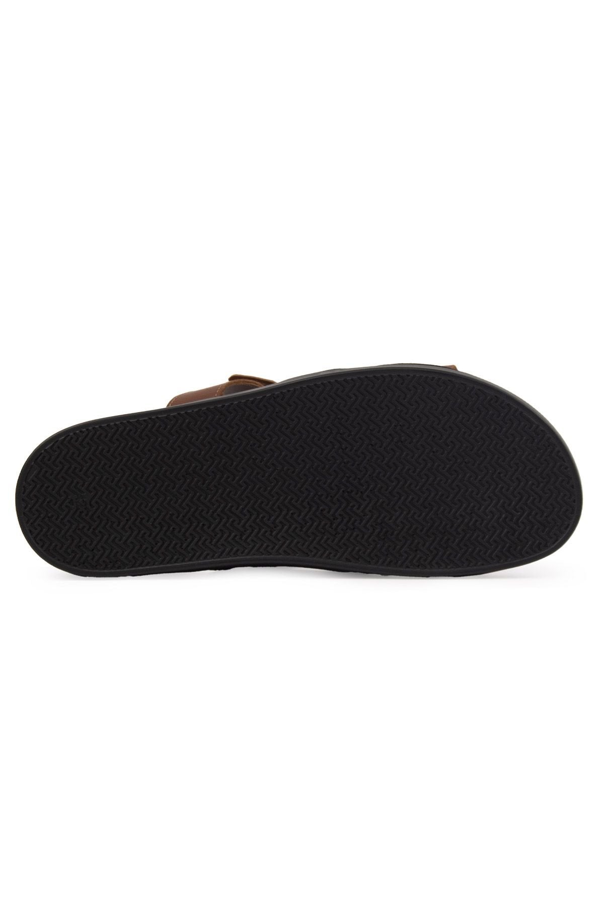 Pegia Men's Leather Strap Slippers 215027  - Light Brown