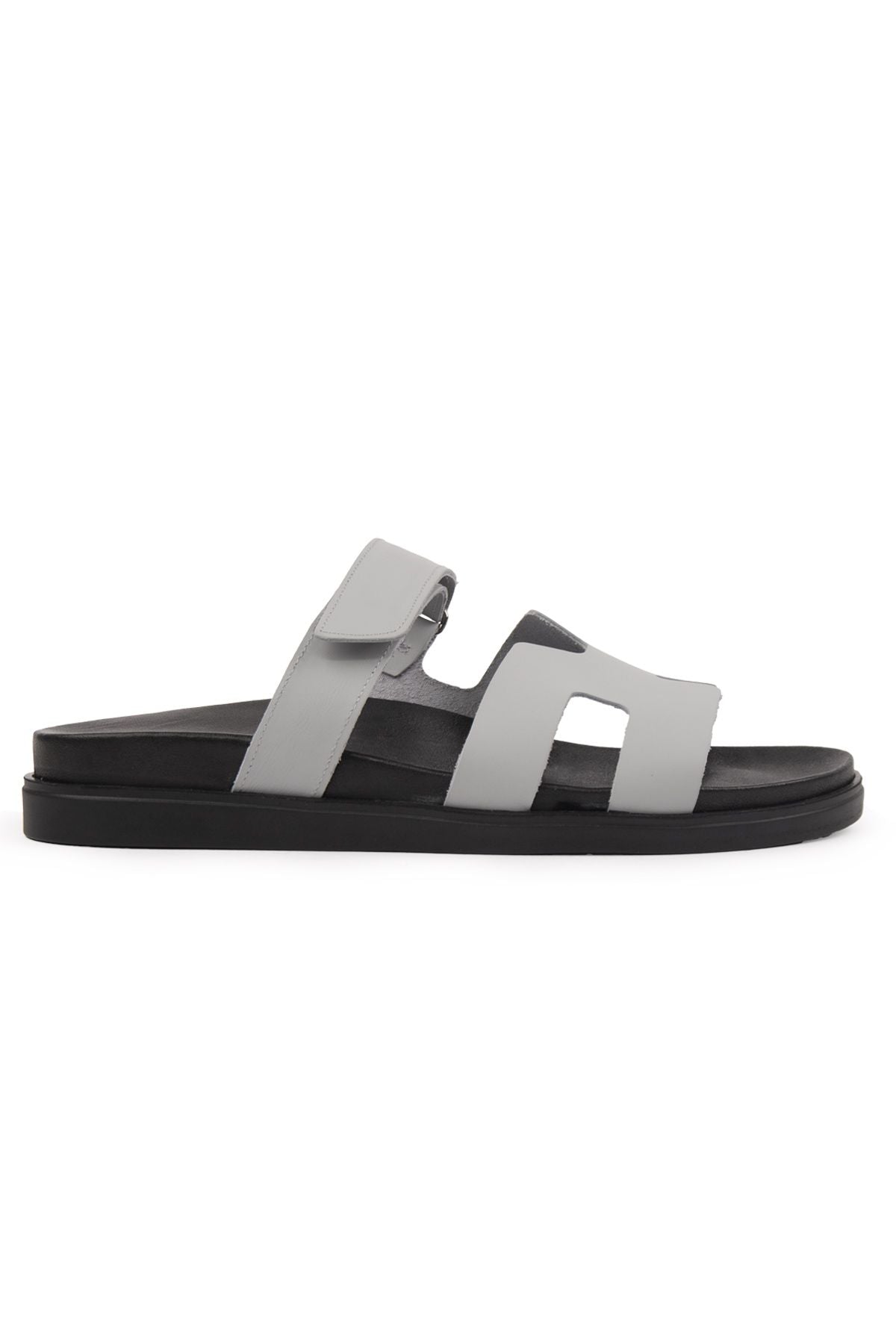 Pegia Men's Leather Strap Slippers 215027  - Grey