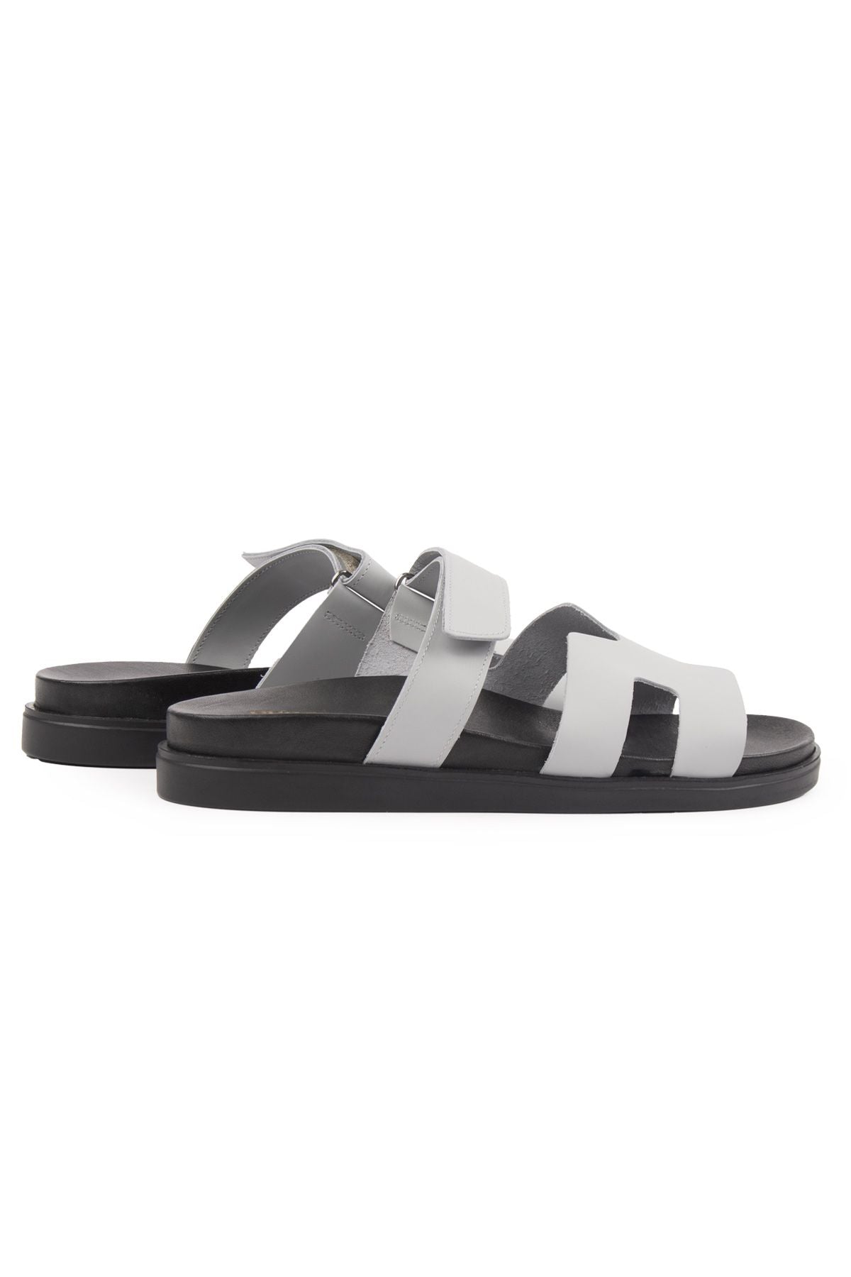 Pegia Men's Leather Strap Slippers 215027  - Grey