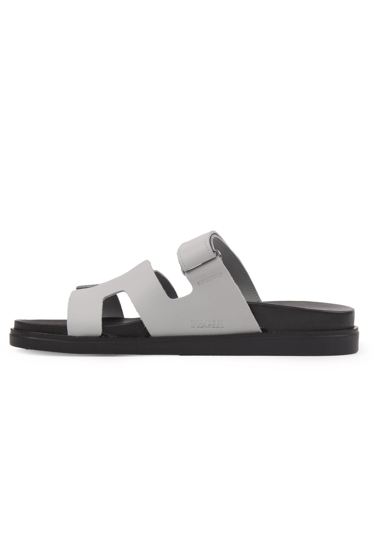 Pegia Men's Leather Strap Slippers 215027  - Grey