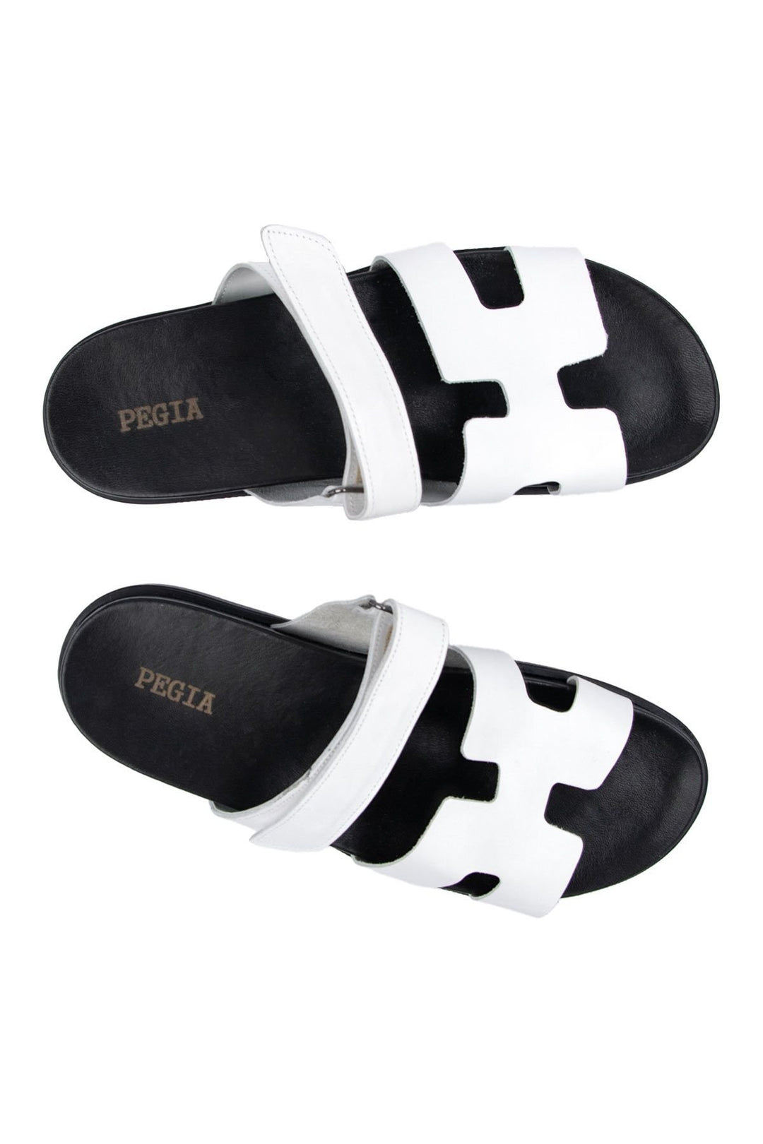 Pegia Men's Leather Strap Slippers 215027  - White