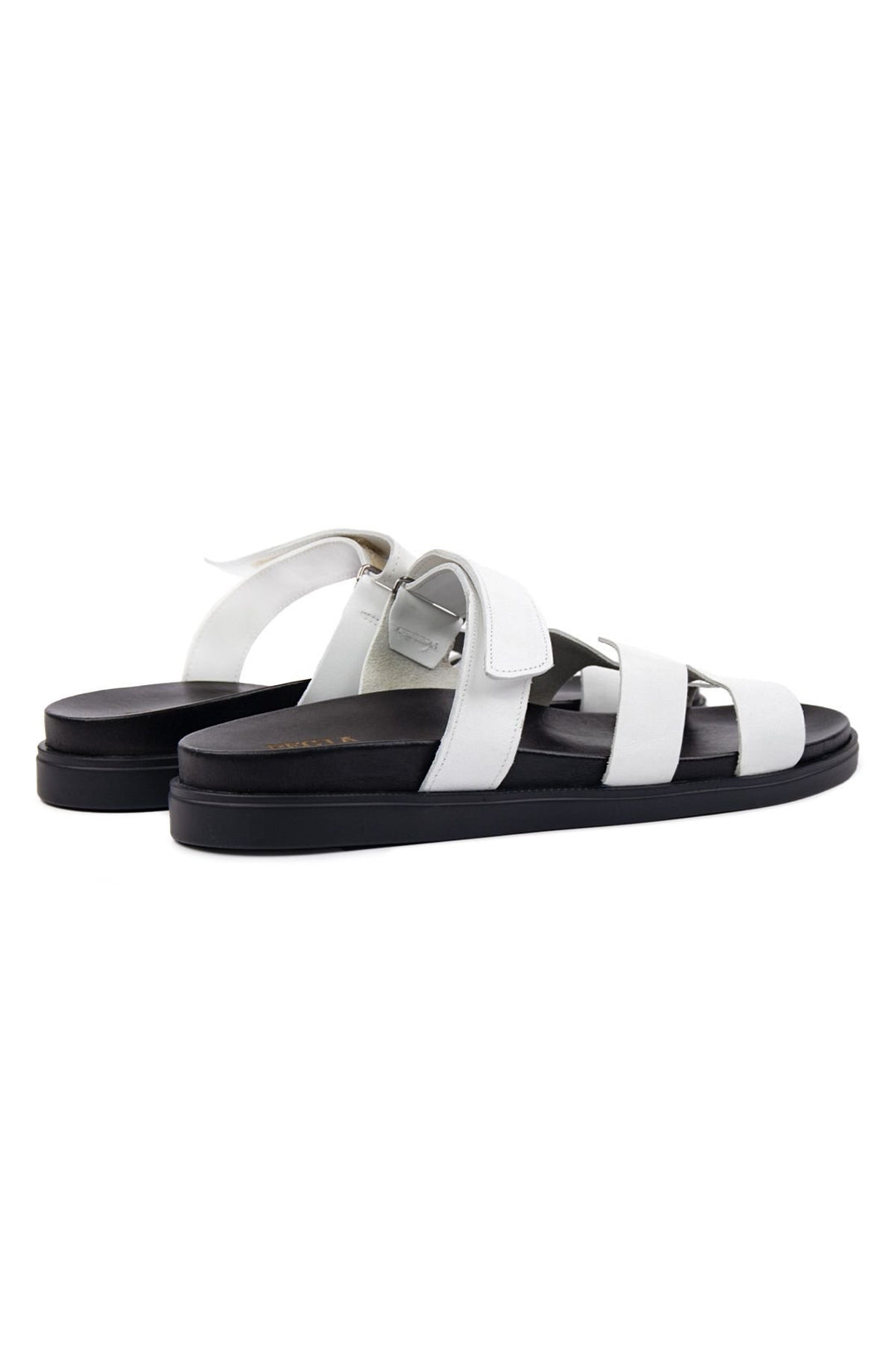 Pegia Men's Leather Strap Slippers 215027  - White