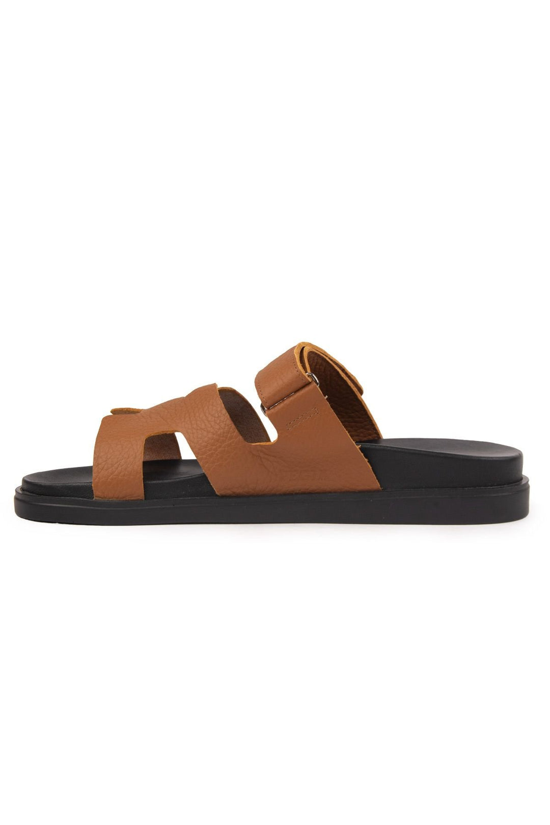 Pegia Men's Strap Leather Slippers 215028  - Chestnut