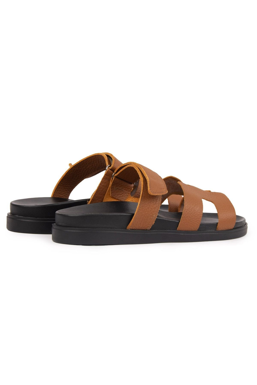 Pegia Men's Strap Leather Slippers 215028  - Chestnut