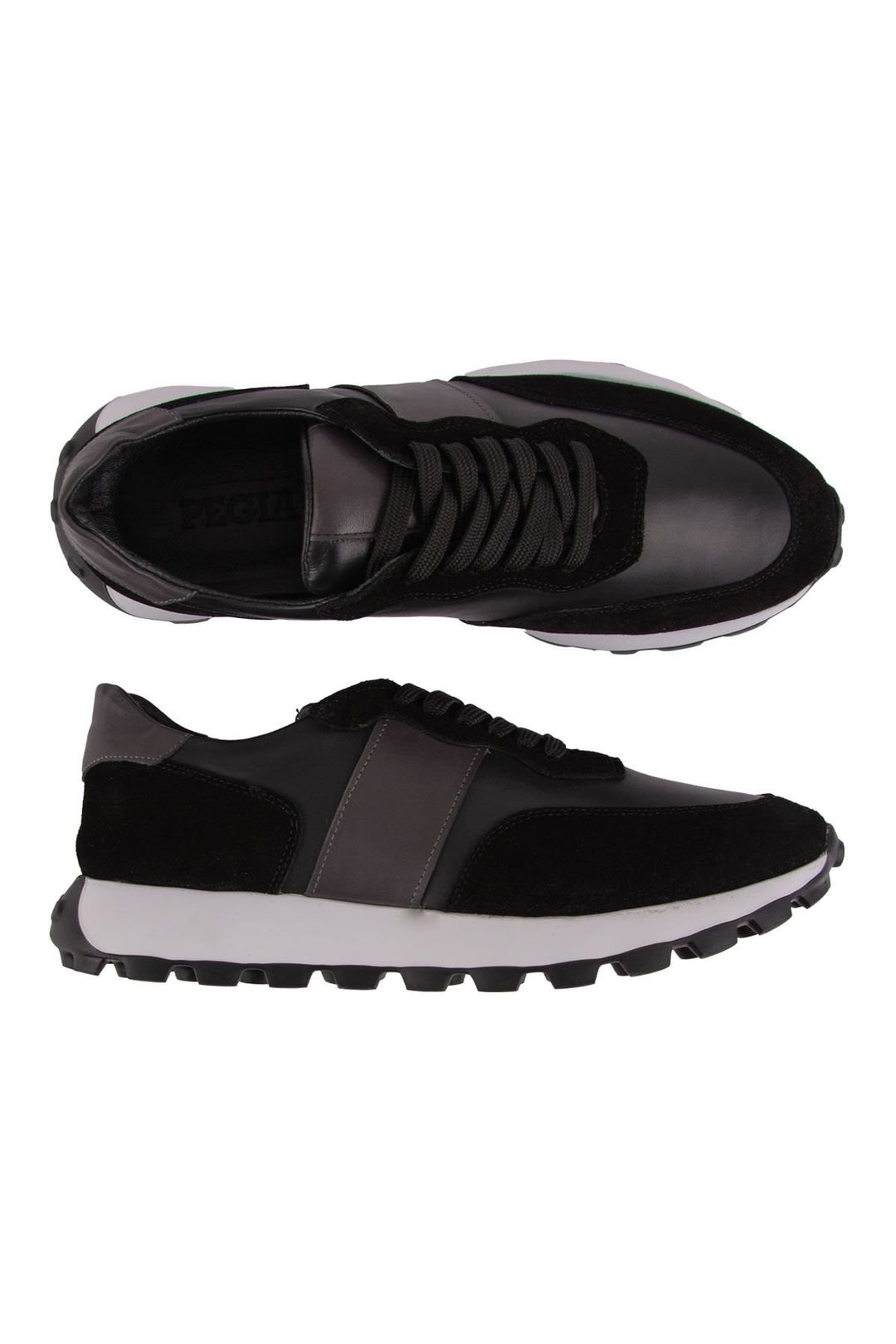 Pegia Leather Men's Sneakers DG5023  - Black