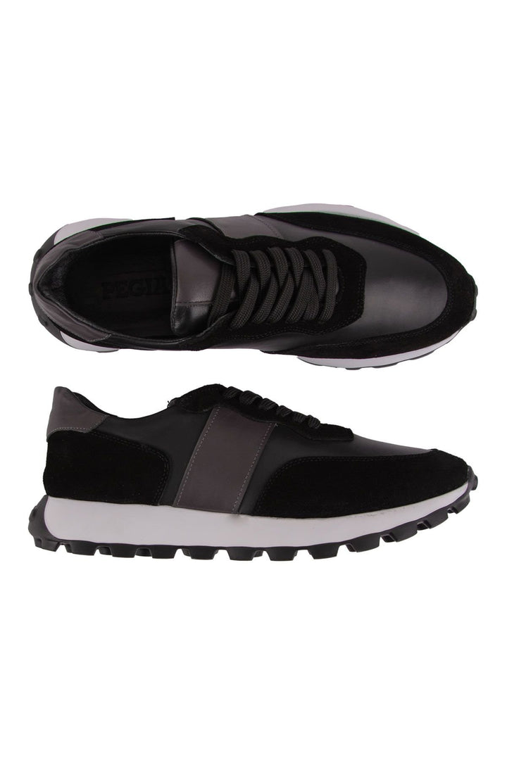 Pegia Leather Men's Sneakers DG5023  - Black
