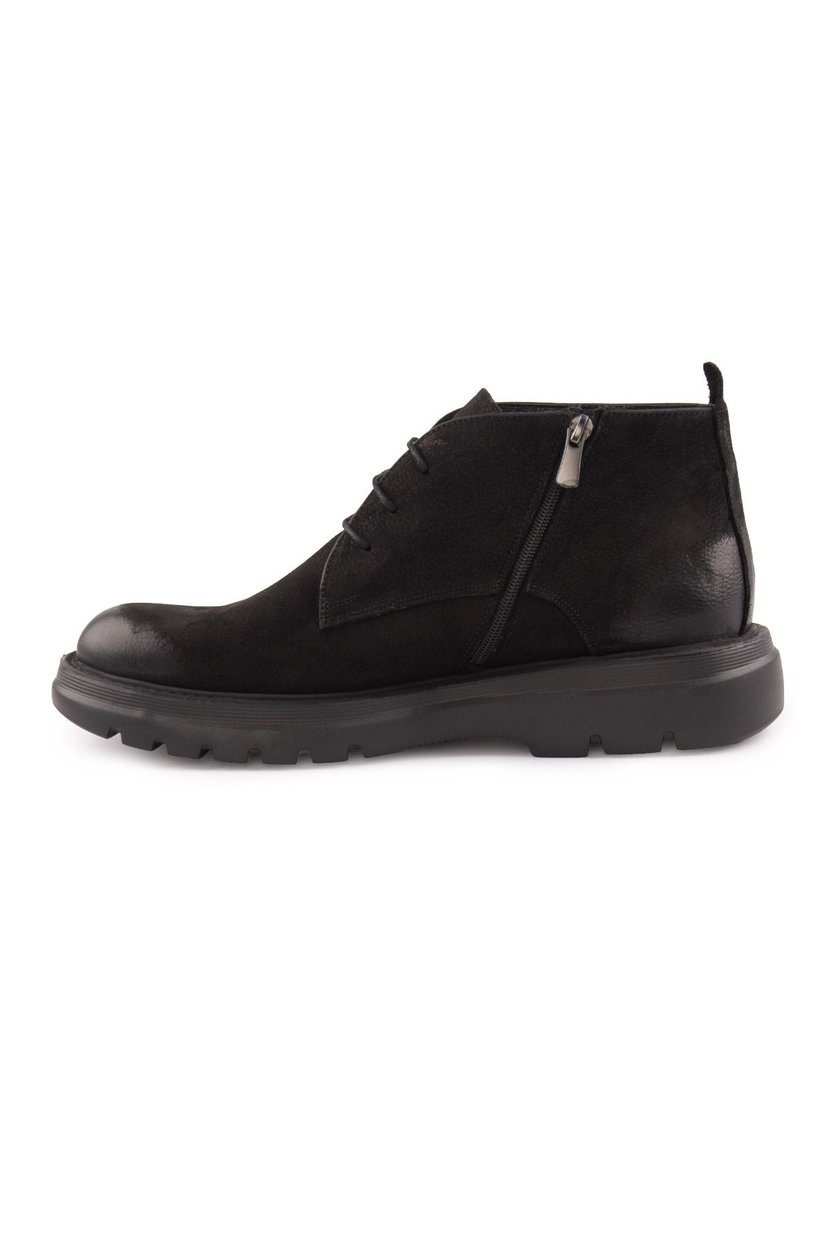 Pegia Men's Nubuck Zipper Boots DG5016  - Black