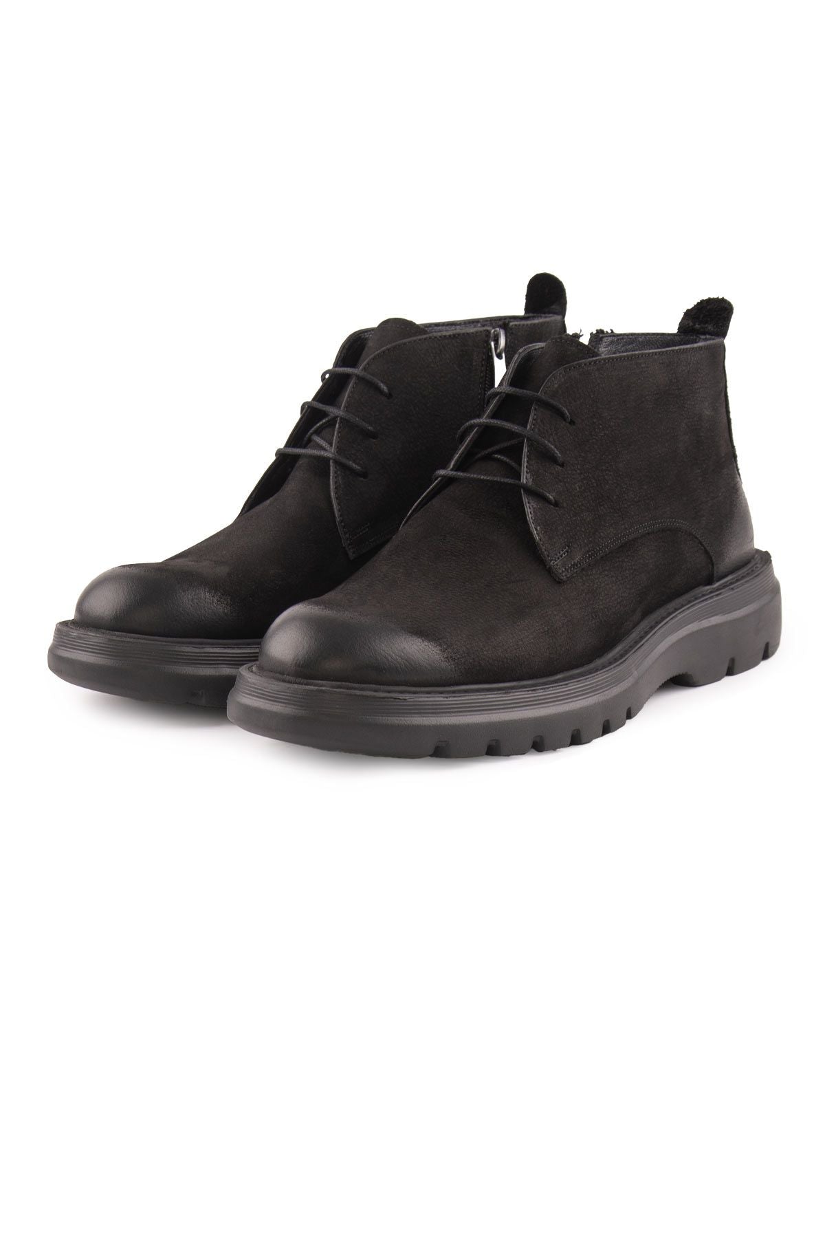 Pegia Men's Nubuck Zipper Boots DG5016  - Black