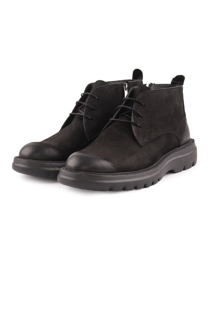 Pegia Men's Nubuck Zipper Boots DG5016  - Black