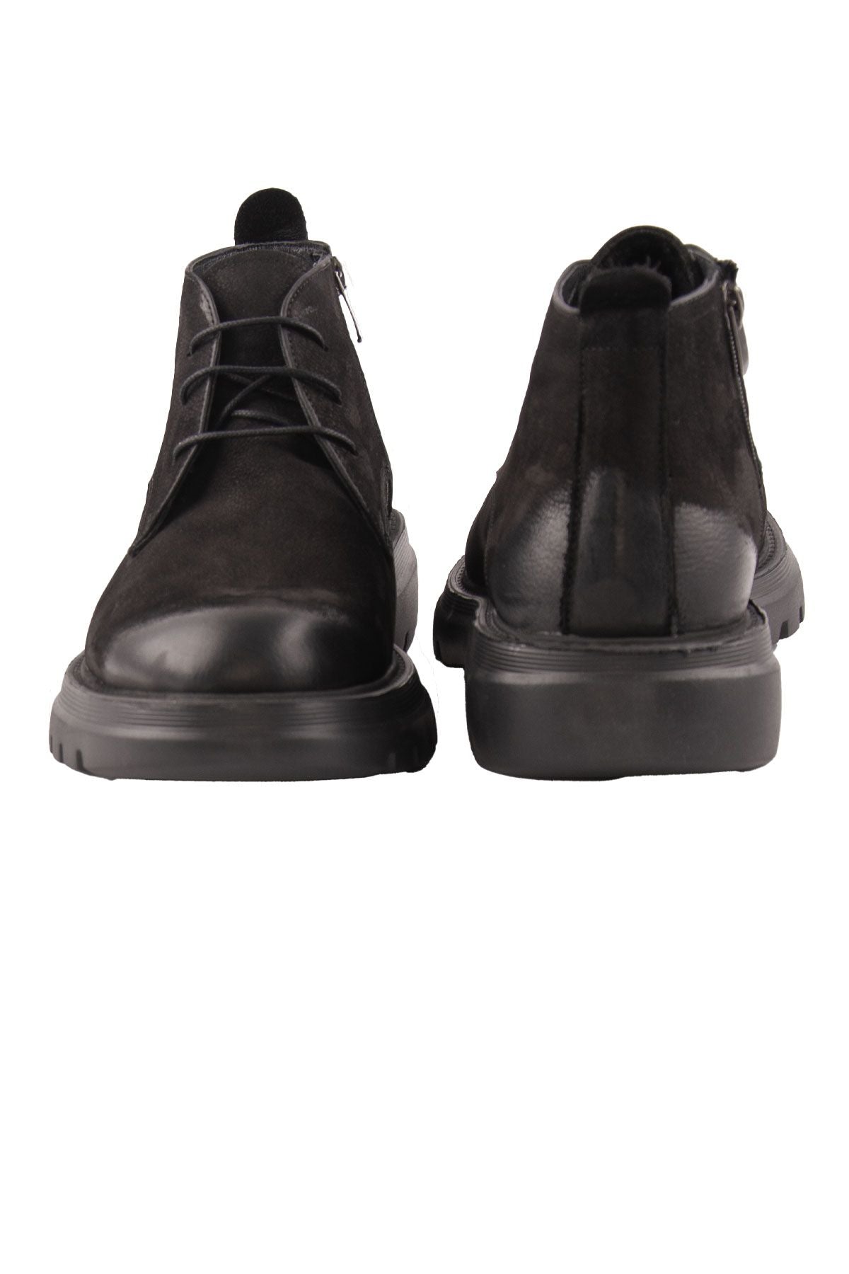 Pegia Men's Nubuck Zipper Boots DG5016  - Black