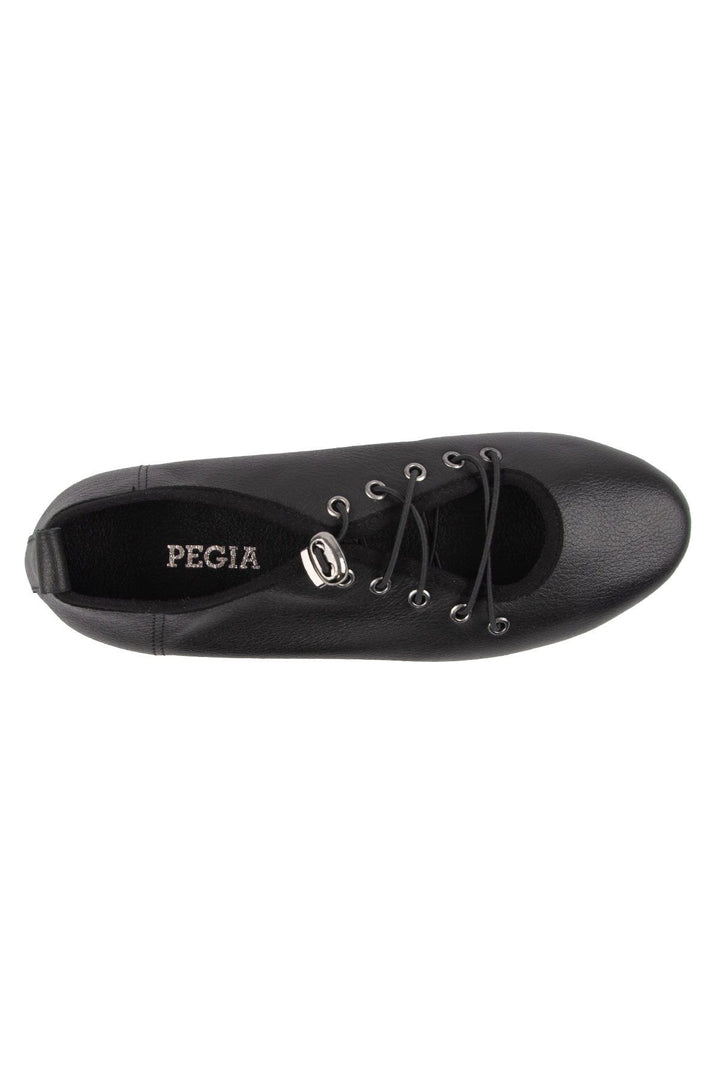 Pegia Leather Lace-Up Flats DG6047  - Black