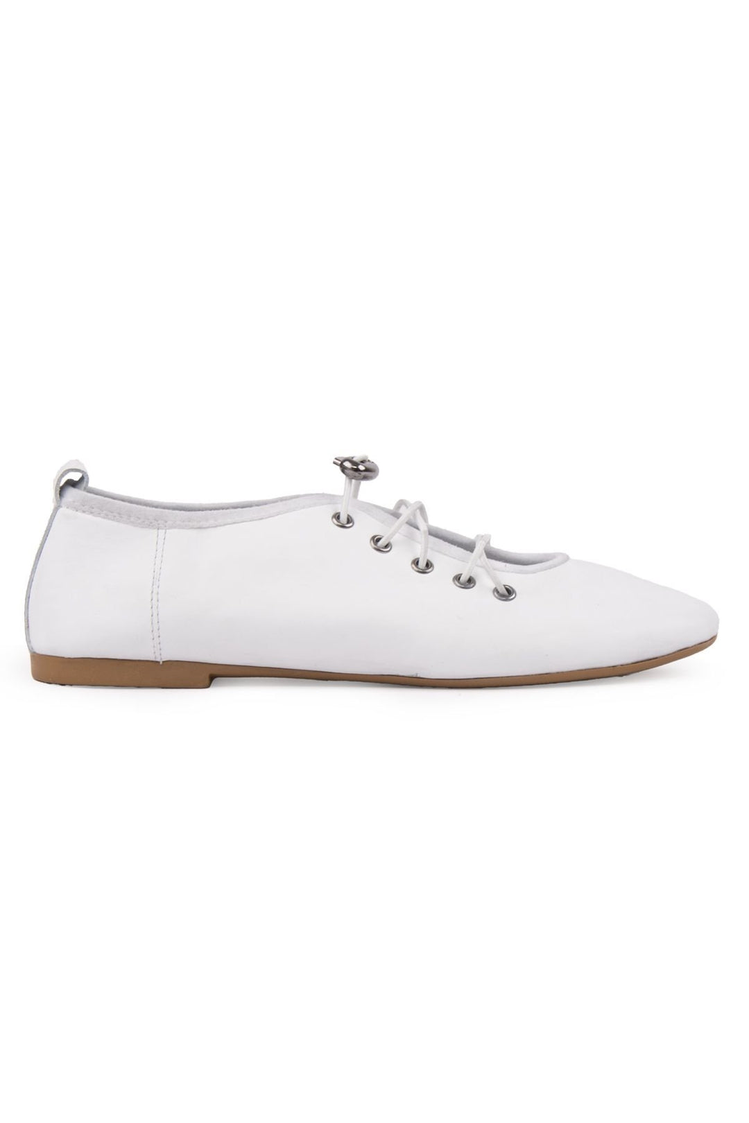 Pegia Leather Lace-Up Flats DG6047  - White
