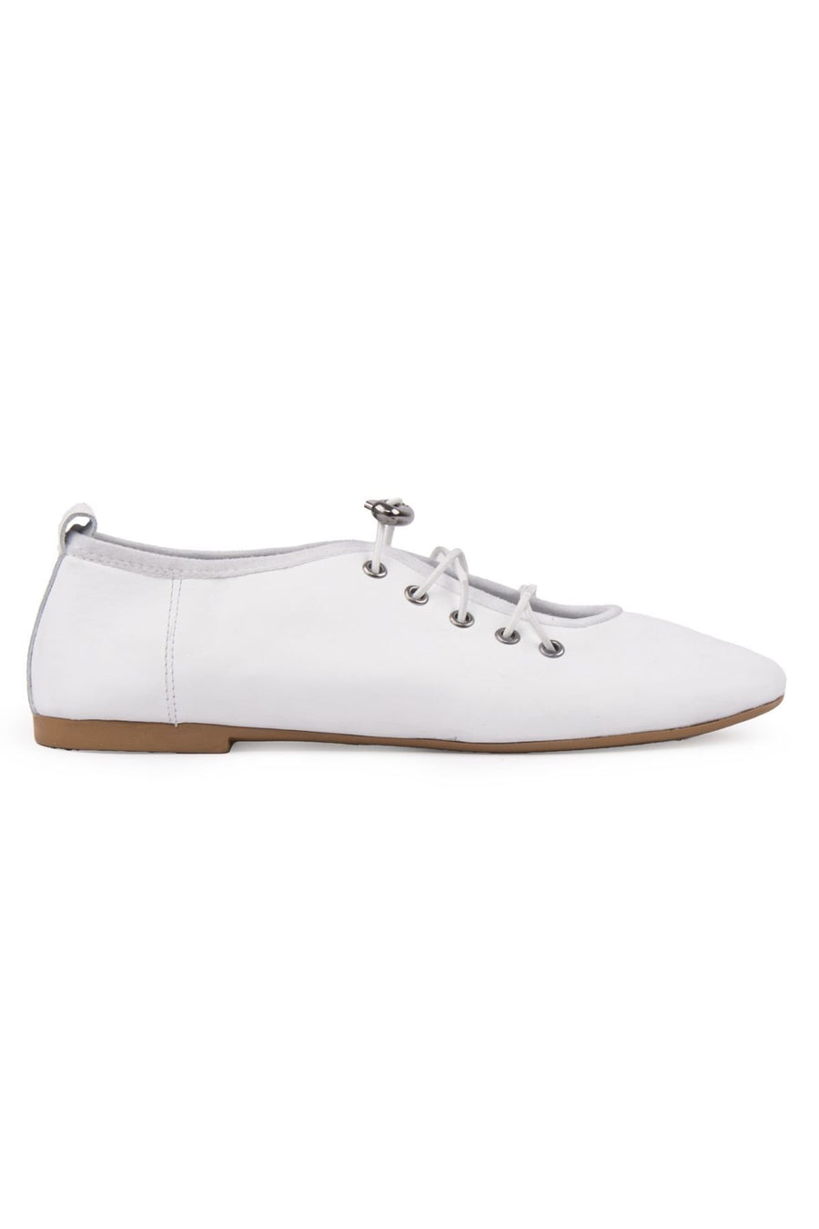 Pegia Leather Lace-Up Flats DG6047  - White