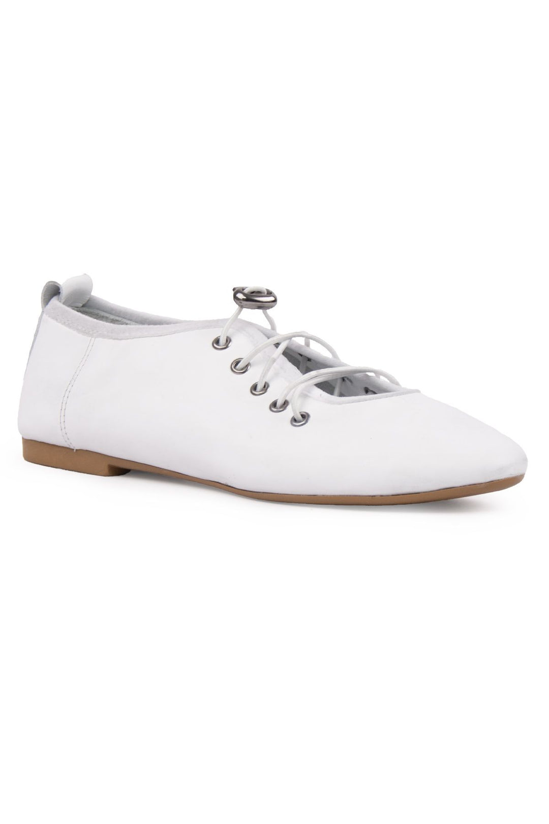 Pegia Leather Lace-Up Flats DG6047  - White