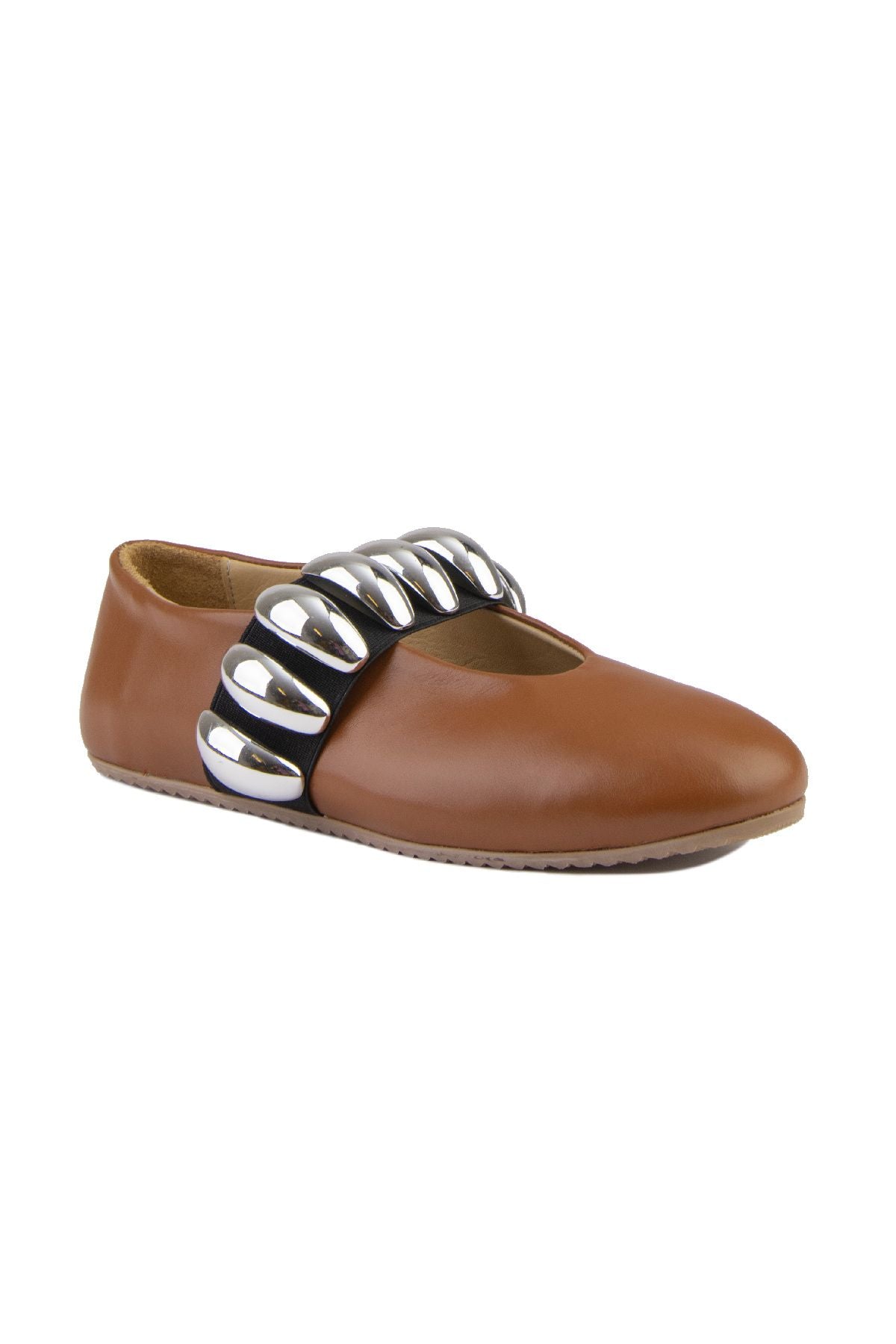 Pegia Women's Leather Ballet Shoes 700957  - Chestnut