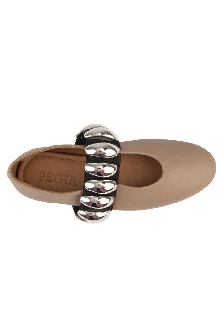 Pegia Women's Leather Ballet Shoes 700957  - Stone